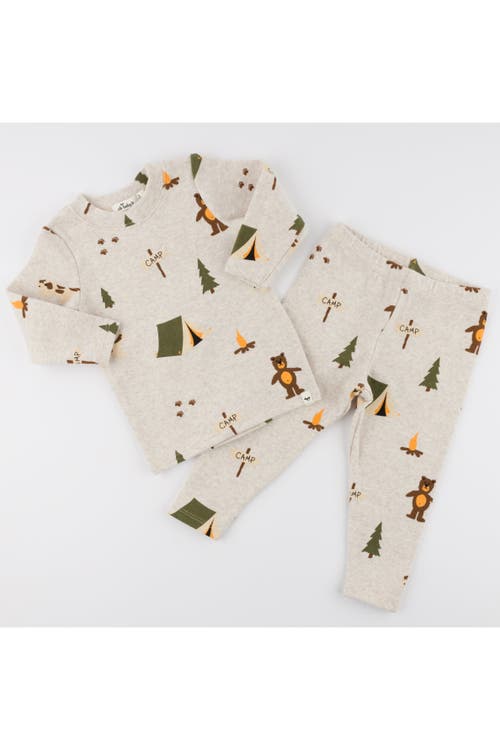 Shop Oh Baby ! Camping Print Long Sleeve Two Piece Set In Malt