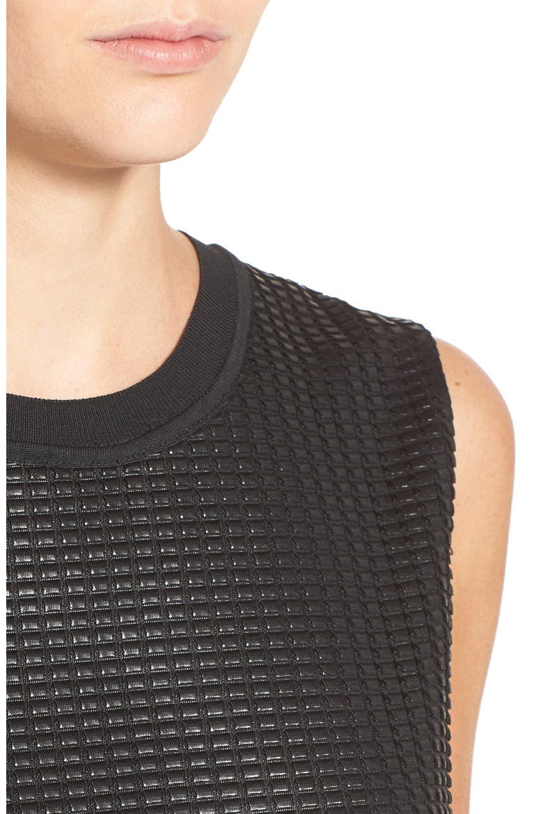 Mesh Overlay Sleeveless Blouse, Alternate, color, BLACK