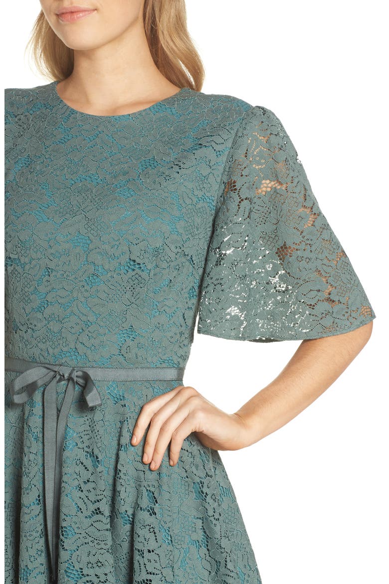 Harper Lace Fit & Flare Dress, Alternate, color, GREEN