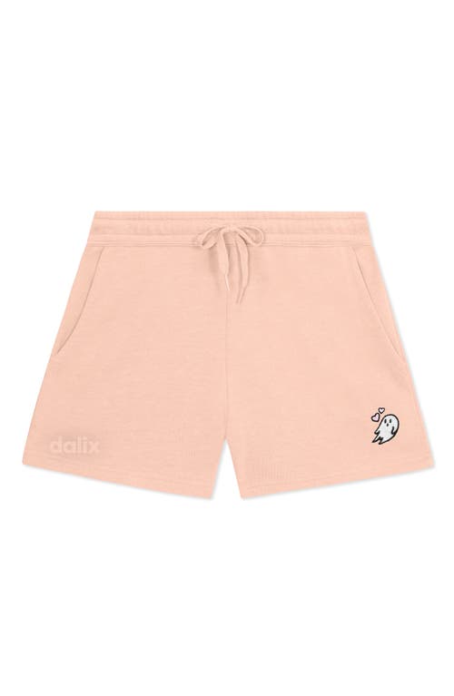 Dalix Womens Heartly Ghost Midweight Washed Fleece Shorts In Pink