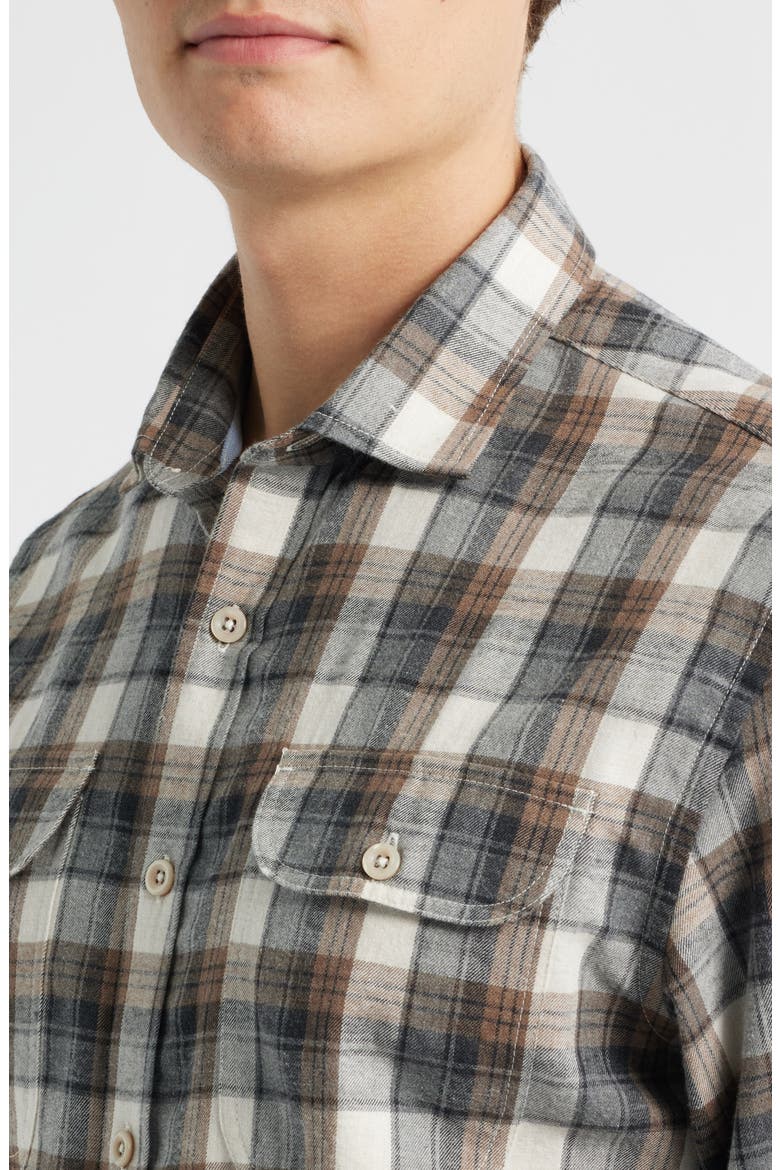 Lenox Modern Fit Plaid Cotton Button-Up Shirt, Alternate, color, CHARCOAL