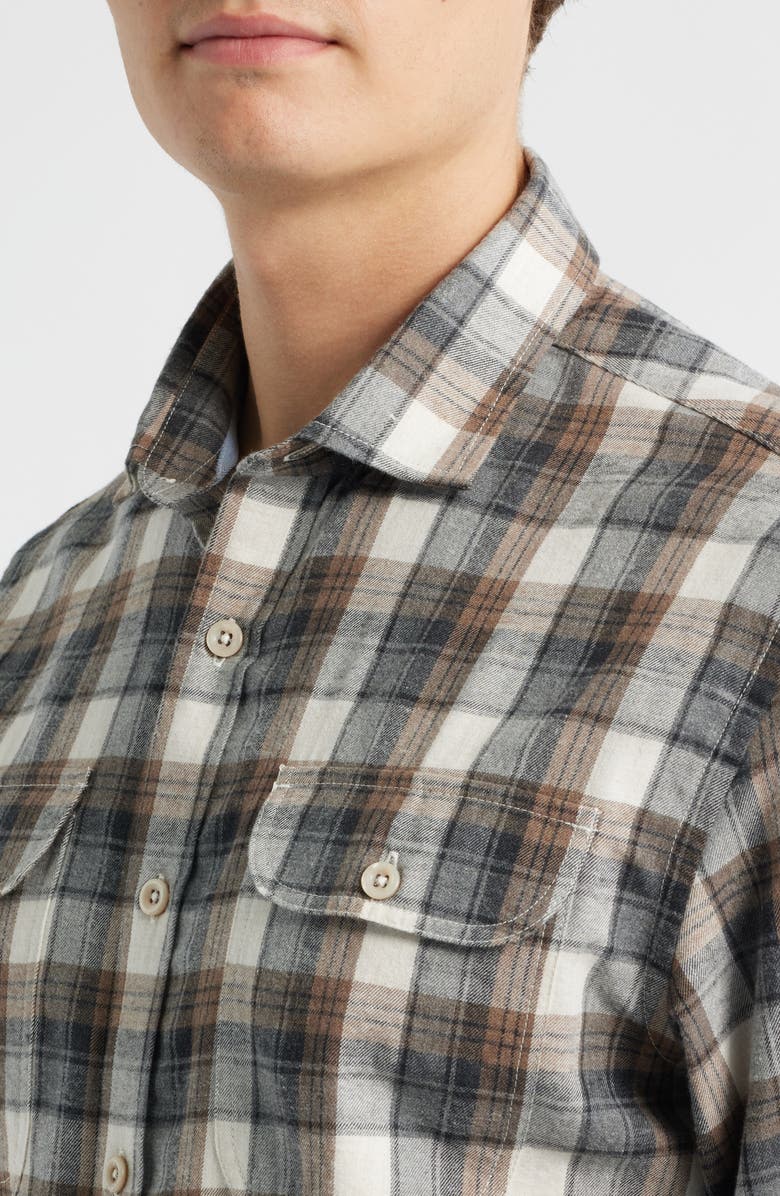 James Campbell Lenox Trim Fit Plaid Cotton Button-Up Shirt, Alternate, color, Charcoal