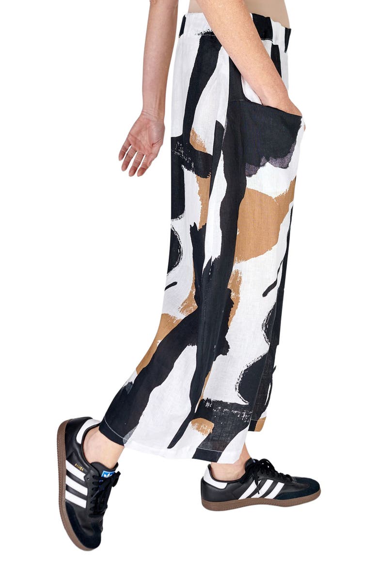 Alembika Zebra printed cropped oval silhouette pants in linen, Alternate, color, 