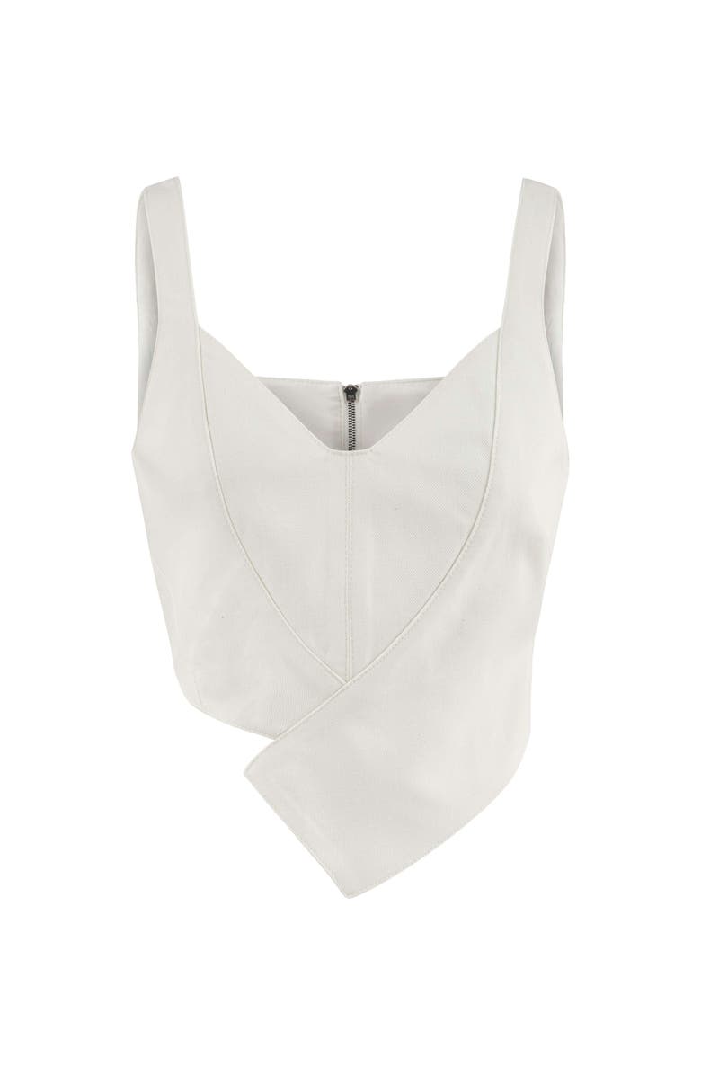 Jendue Women's Ron Crop Denim Top - Stylish White Asymmetrical Top, Alternate, color, Deep Blue