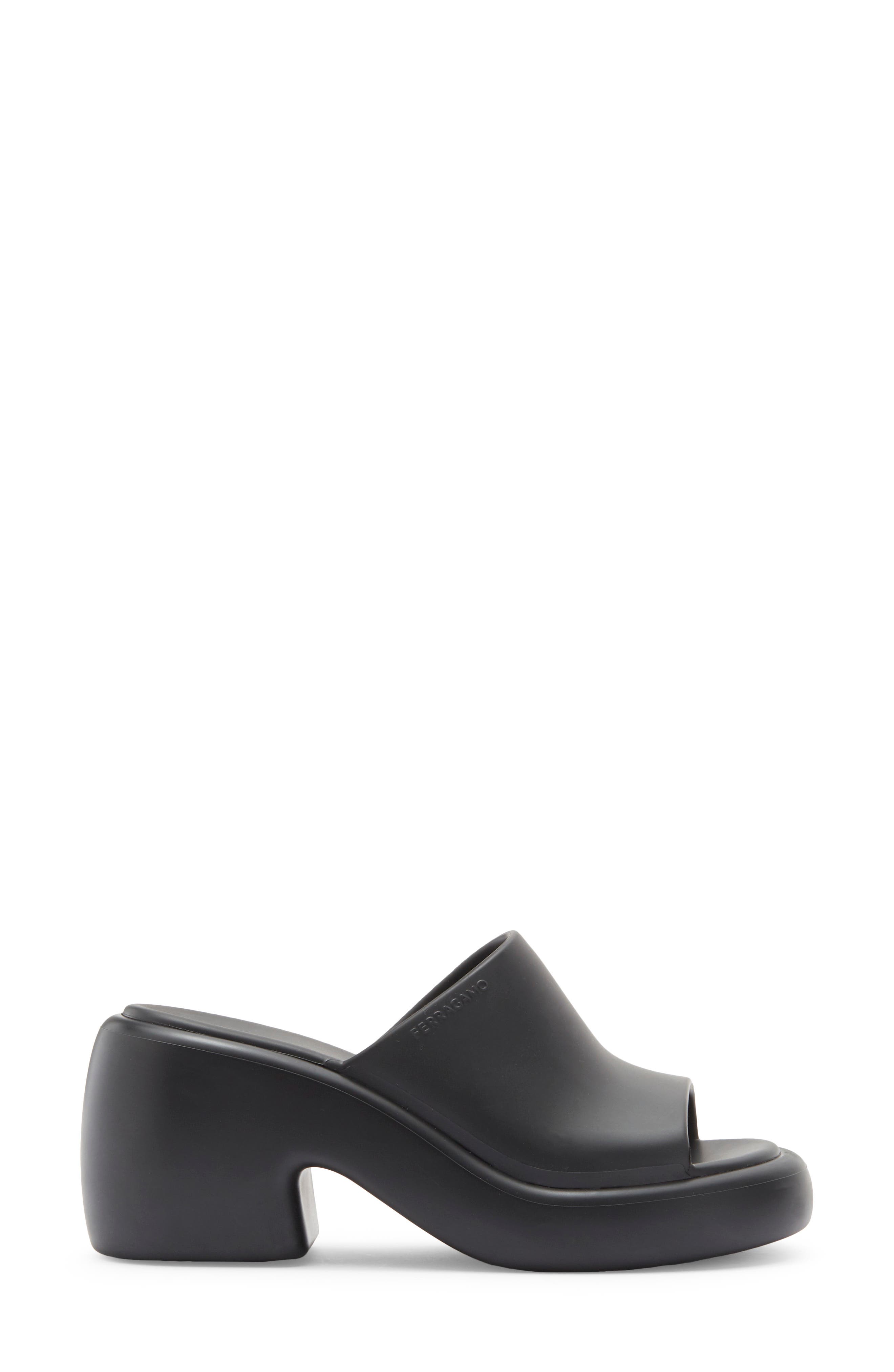 FERRAGAMO Deva Platform Slide Sandal, Alternate, color, Black