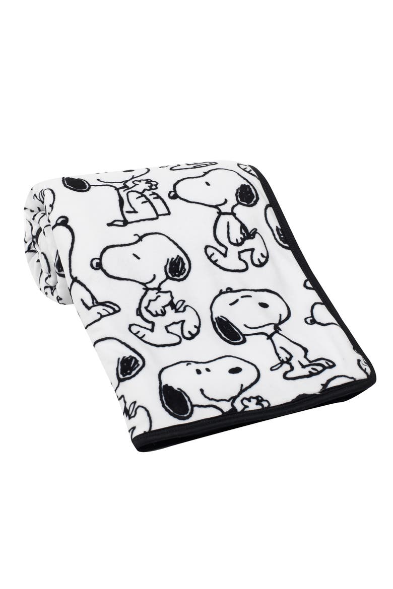 Classic Snoopy Minky and Faux Shearling Baby Blanket, Alternate, color, White