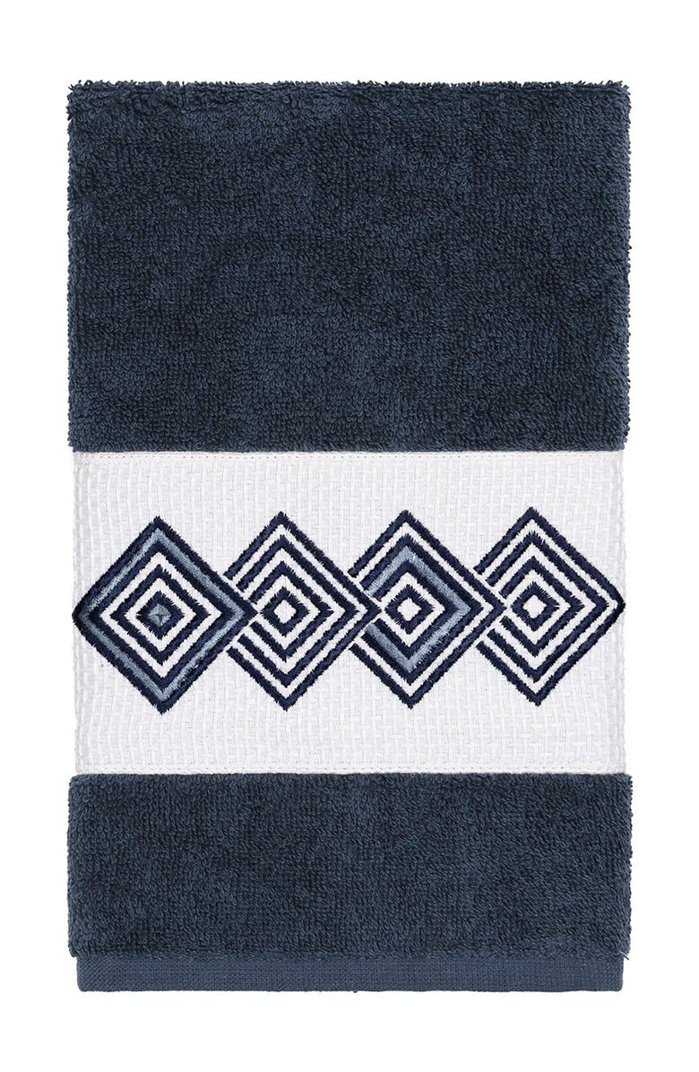 Linum Home Textiles Noah Embellished Hand Towel - Midnight Blue, Main, color, Midnight Blue