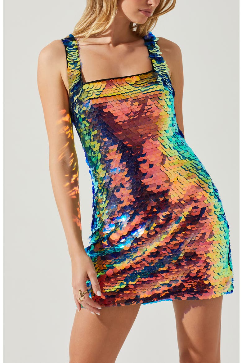 Sima Iridescent Sequin Minidress, Alternate, color, PINK BLUE