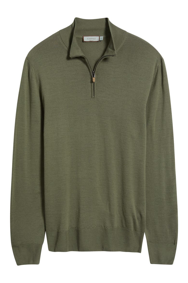 Quarter Zip Wool Sweater, Alternate, color, GREEN