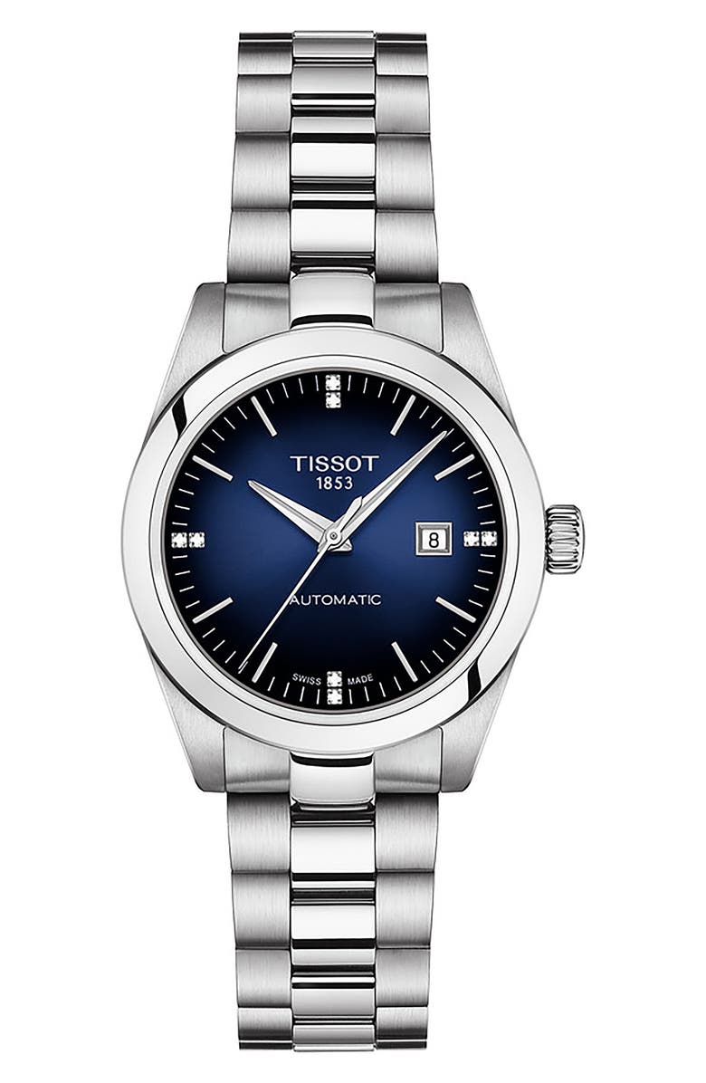 Tissot T-My Diamond Automatic Bracelet Watch & Leather Strap Gift Set, 29.3mm, Alternate, color, Blue