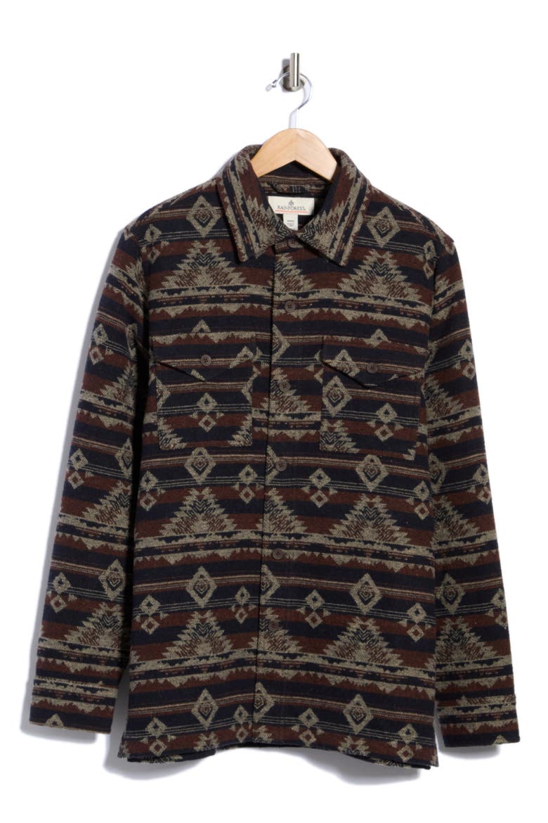 Wool Blend Shirt Jacket, Alternate, color, NAVY/ BROWN AZTEC