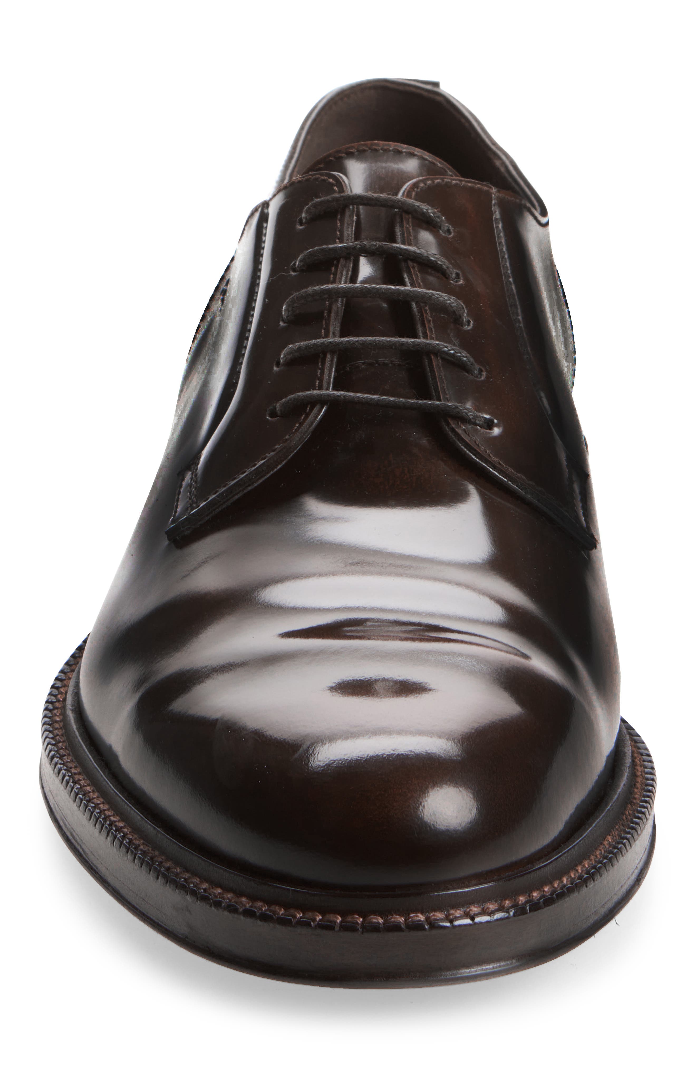 Polished Leather Derby, Alternate, color, C9837 DARK BROWN