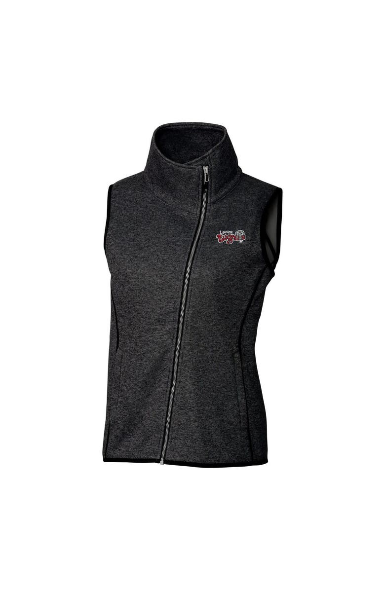 Cutter & Buck Women's Cutter & Buck  Heather Charcoal Lansing Lugnuts Mainsail Sweater Knit Asymmetrical Full-Zip Vest, Alternate, color, 