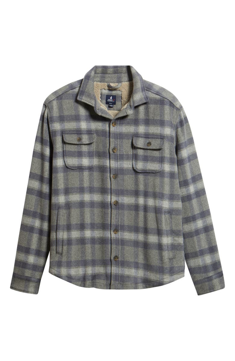 johnnie-O Hassler Fleece Lined Plaid Wool Blend Flannel Shirt Jacket, Alternate, color, Light Gray