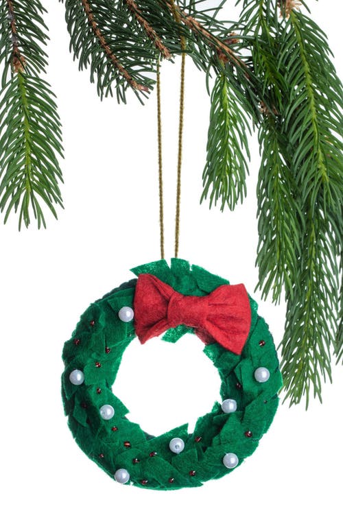 Silk Road Bazaar Handmade Wreath Felted Wool Ornament In Green