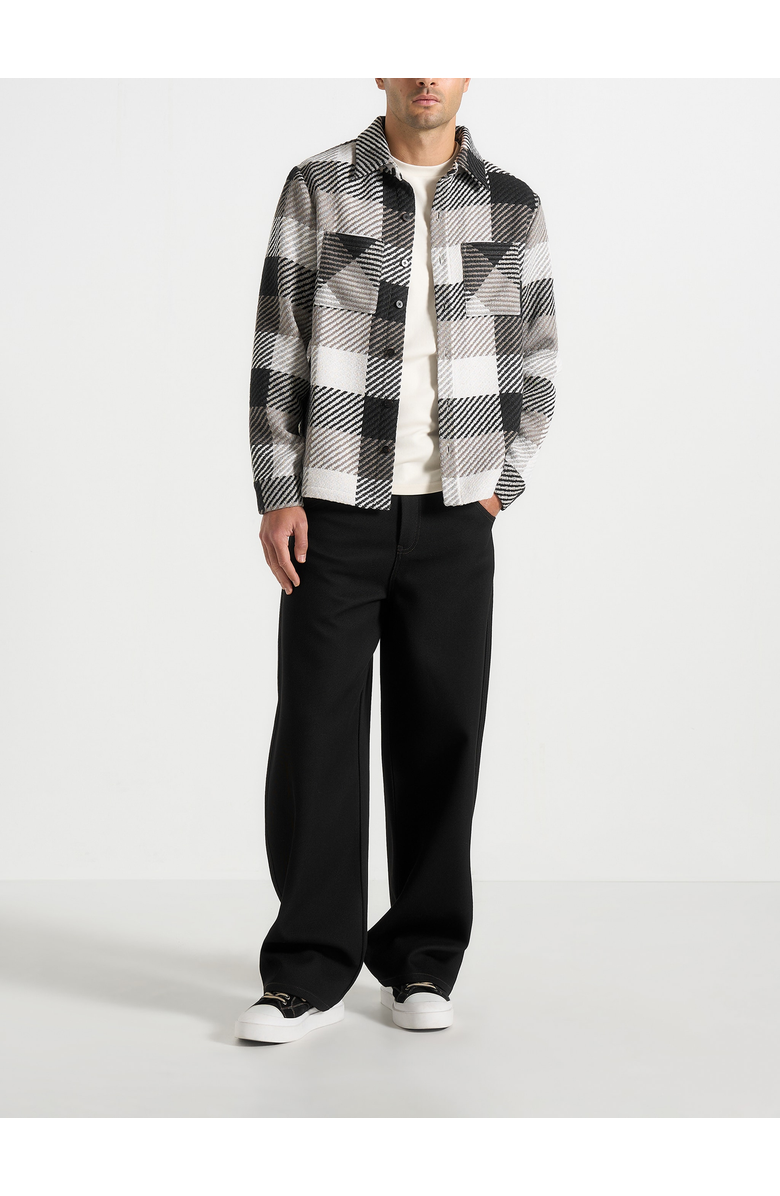 Manière De Voir Rune Unisex Check Overshirt, Main, color, Black