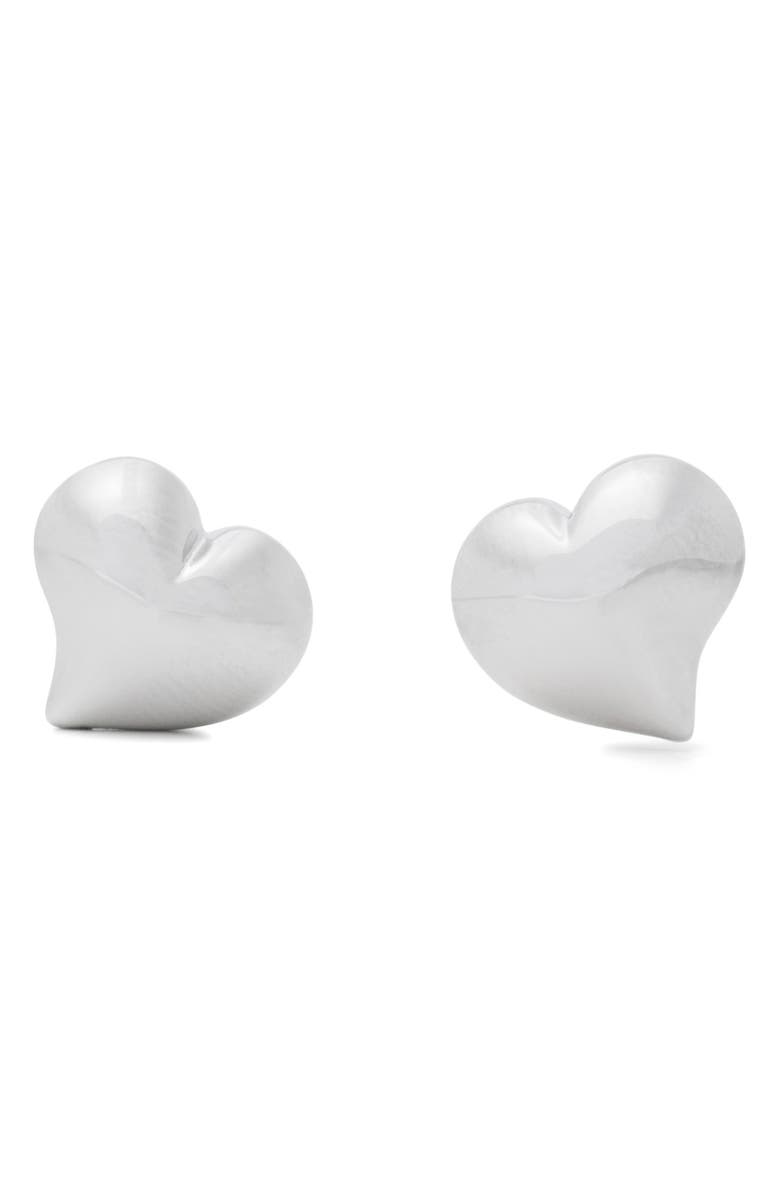 Kate Spade New York puffy heart stud earrings, Main, color, Silver