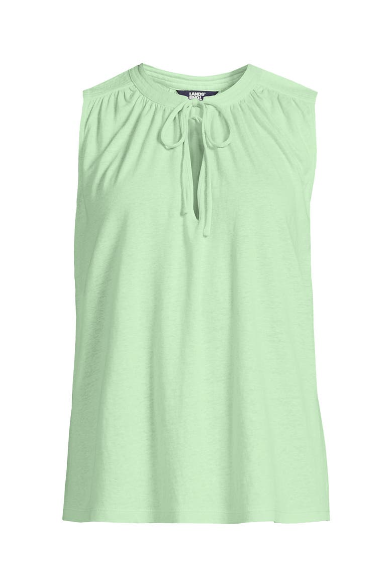 Plus Size Linen Blend Notch Neck Swing Tank Top, Alternate, color, Icy Mint Green