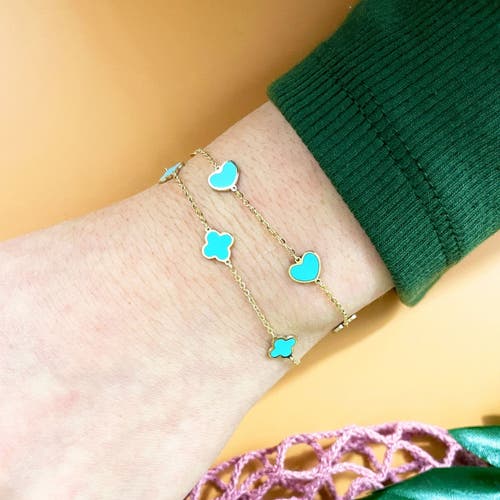 The Lovery Fine Jewelry Turquoise Heart Station Bracelet In Blue