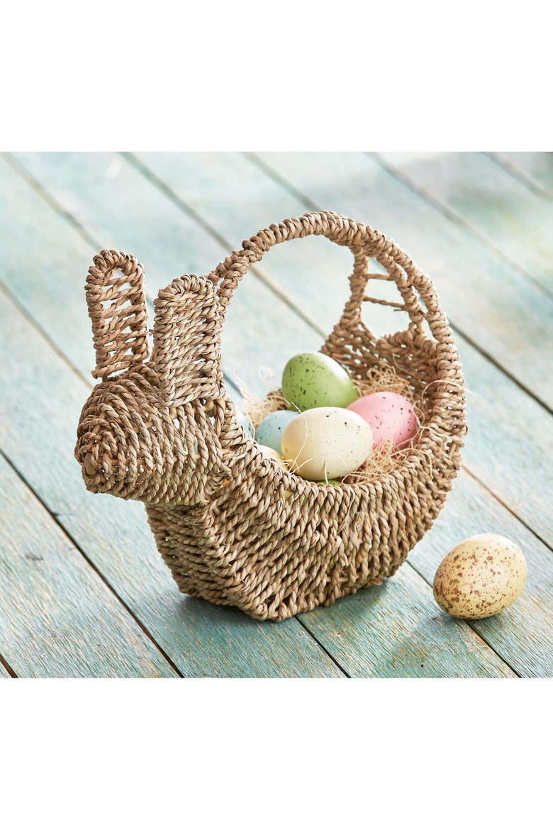 Seagrass Easter Bunny Shaped Basket for Tabletop Decor, Main, color, Beige