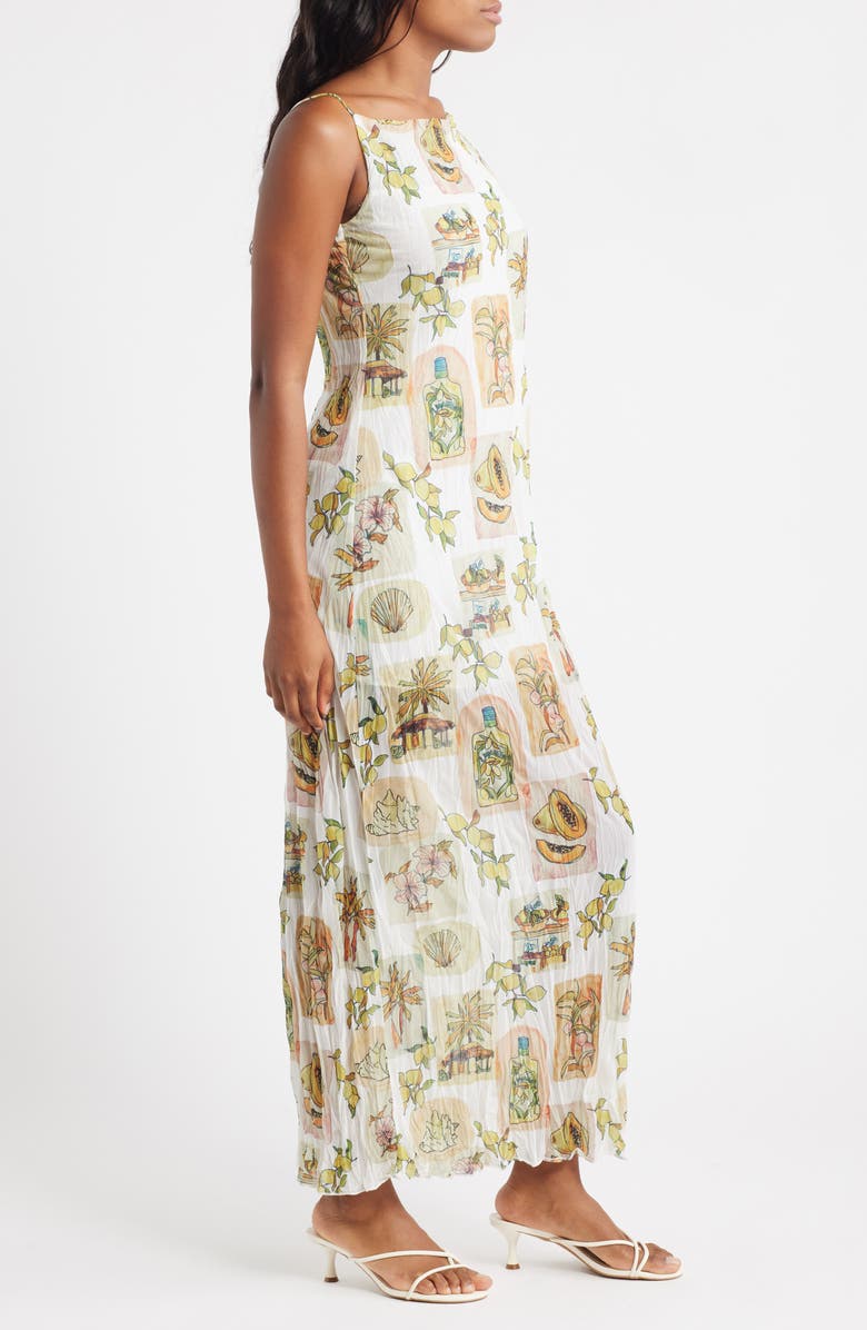 Topshop Crinkle Cowl Neck Maxi Dress, Alternate, color, White Multi