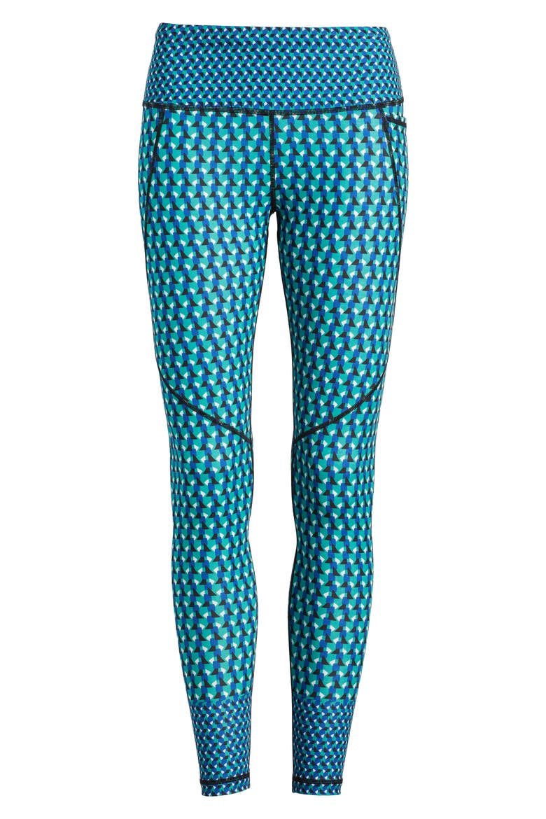 Print Power Workout 7/8 Pocket Leggings, Alternate, color, GREEN GEO PRINT