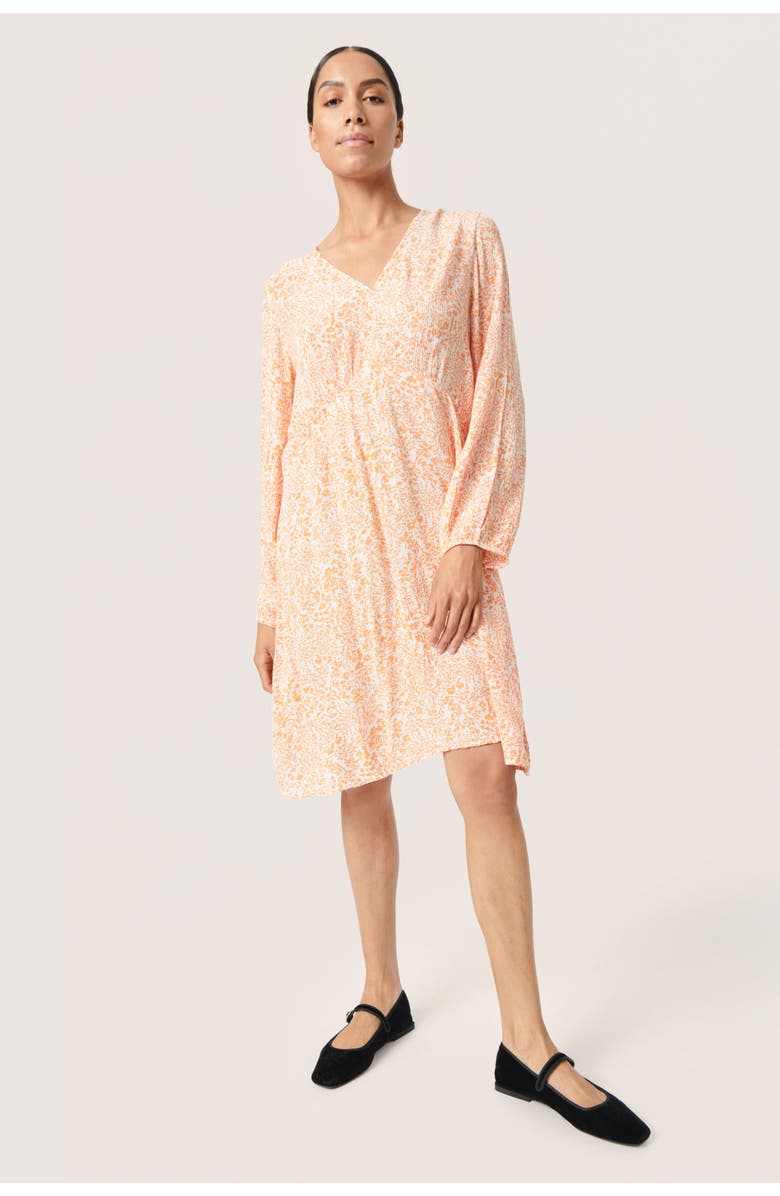 Soaked in Luxury Zaya Knee-Length Long Sleeve Dress, Main, color, Tangerine Ditsy Print