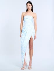 BCBGMAXAZRIA Pleat Bodice Wrap Skirt Gown