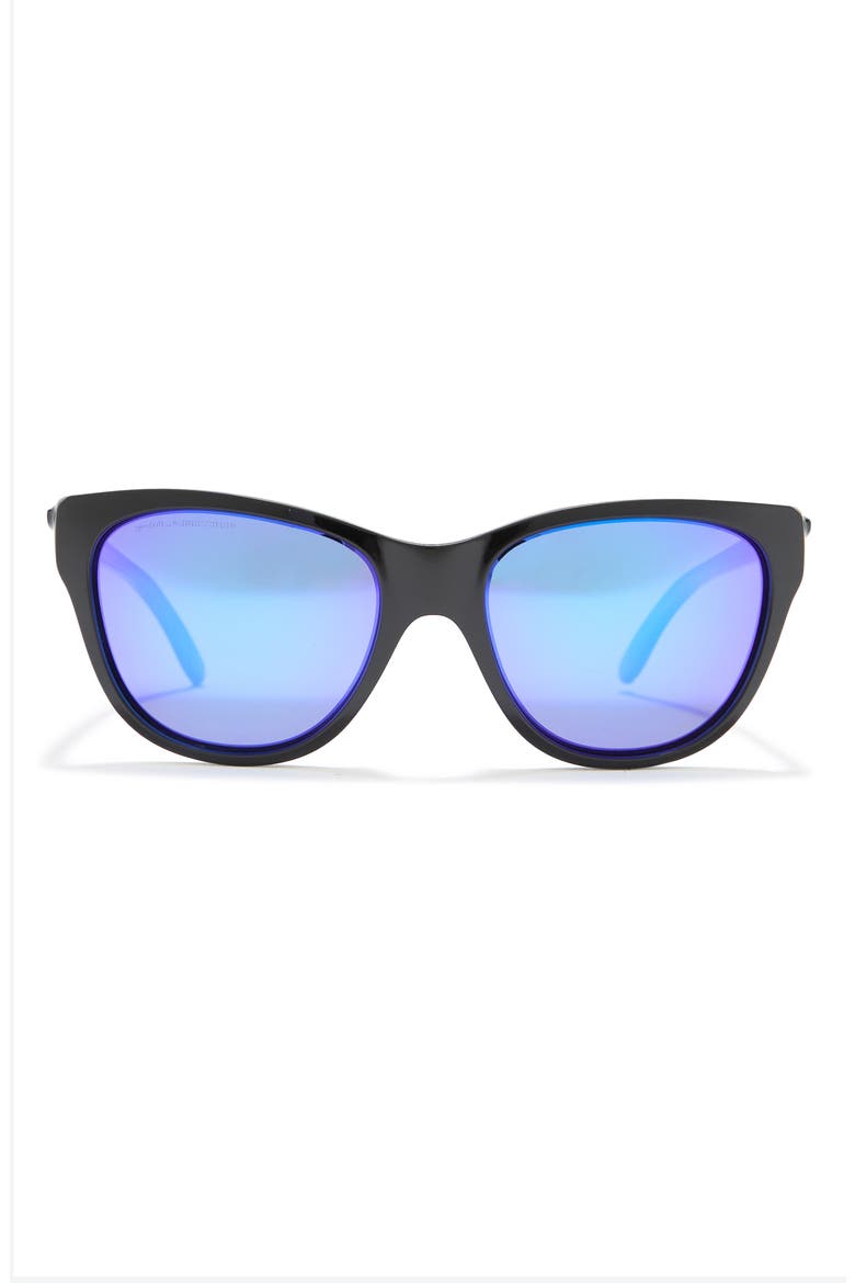 55mm Iridescent Polarized Sunglasses, Main, color, POLISHED BLACK / VIOLET