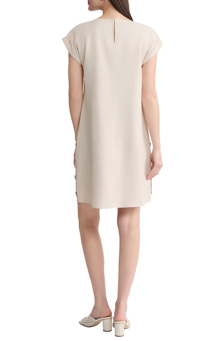 Jones New York Side Button Linen Blend Shift Dress, Alternate, color, Natural Stone