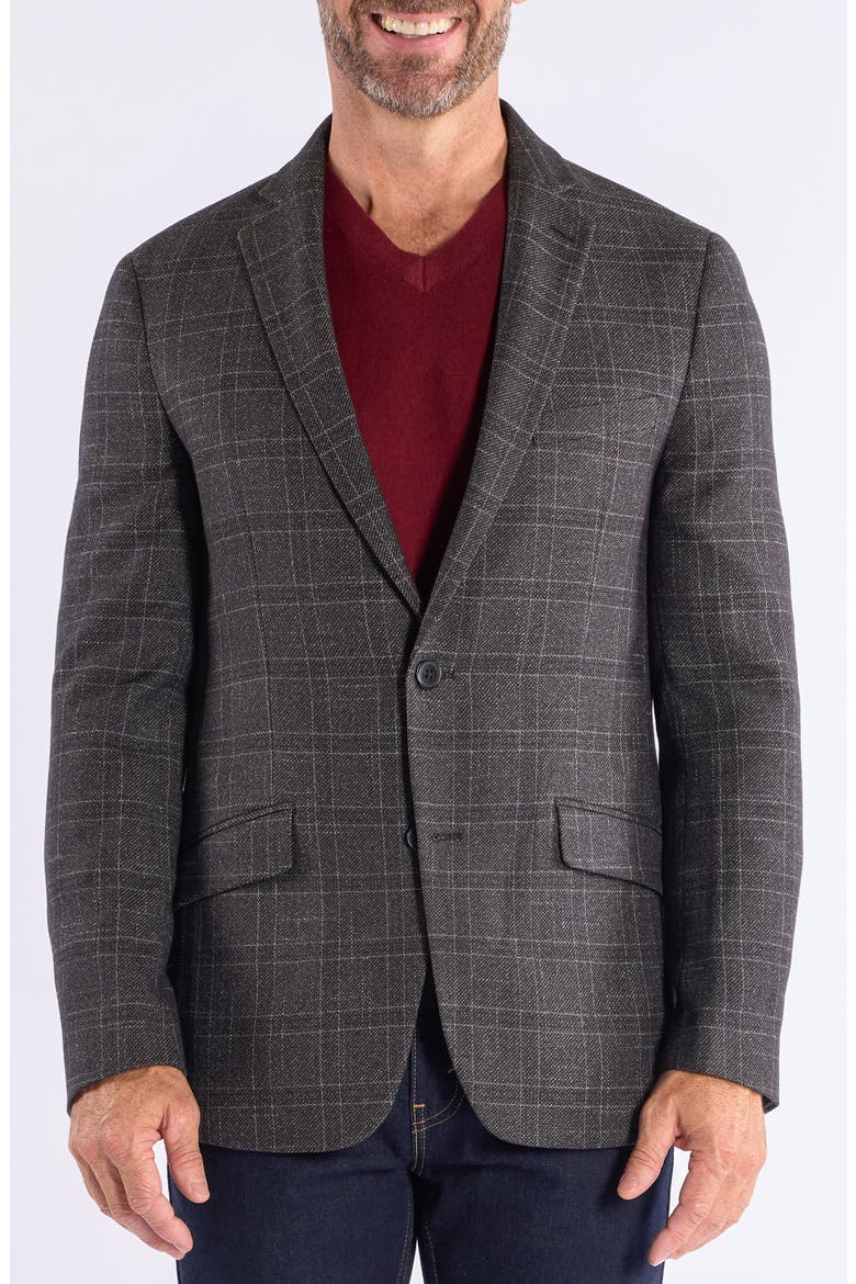 Windowpane Knit Sport Coat, Main, color, GREY
