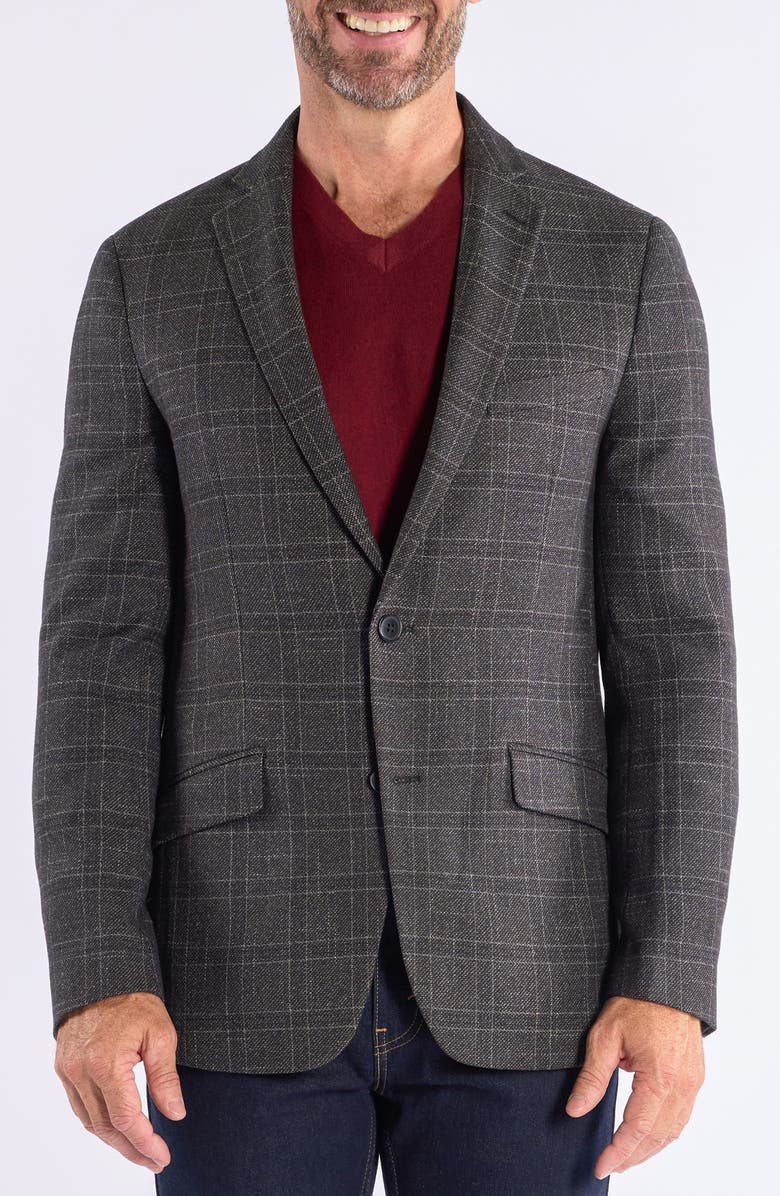SAVILE ROW CO Windowpane Knit Sport Coat, Main, color, Grey