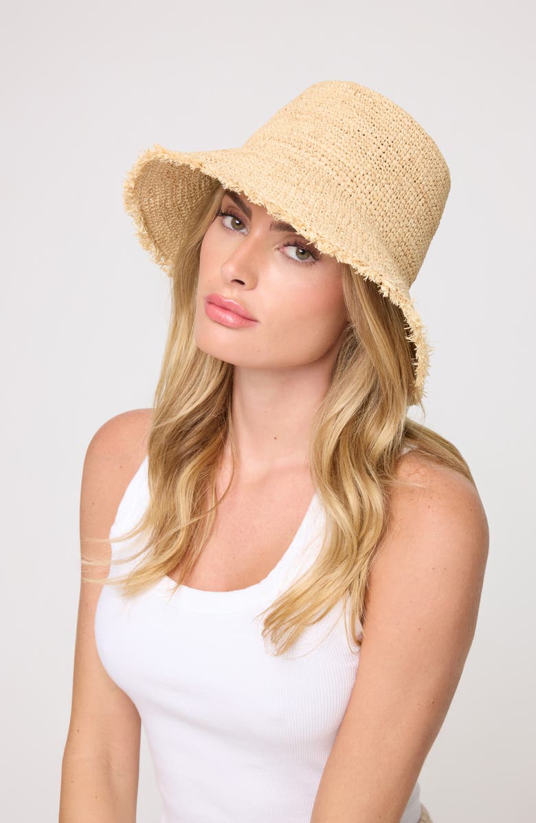 LSPACE Paco Embellished Paper Raffia Bucket Hat, Alternate, color, 