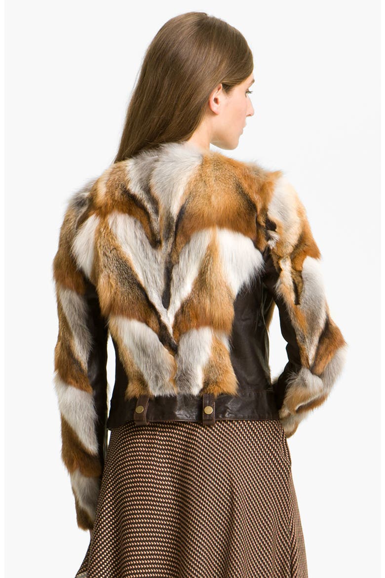 'Winston' Genuine Fox Fur Jacket, Alternate, color, BRICK