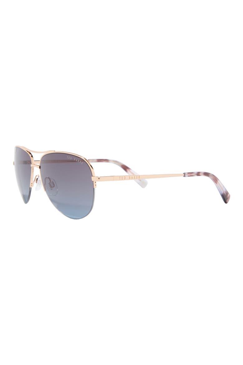 57mm Gradient Half Rim Aviator Sunglasses, Alternate, color, GOLD