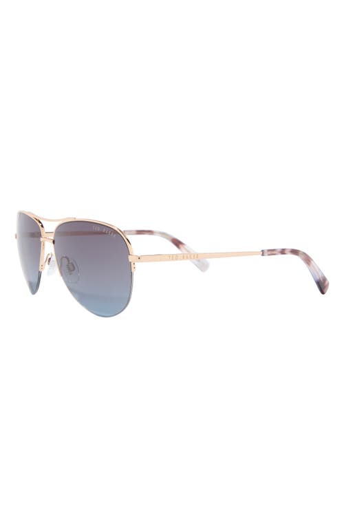 Ted Baker 57mm Gradient Half Rim Aviator Sunglasses In Gold