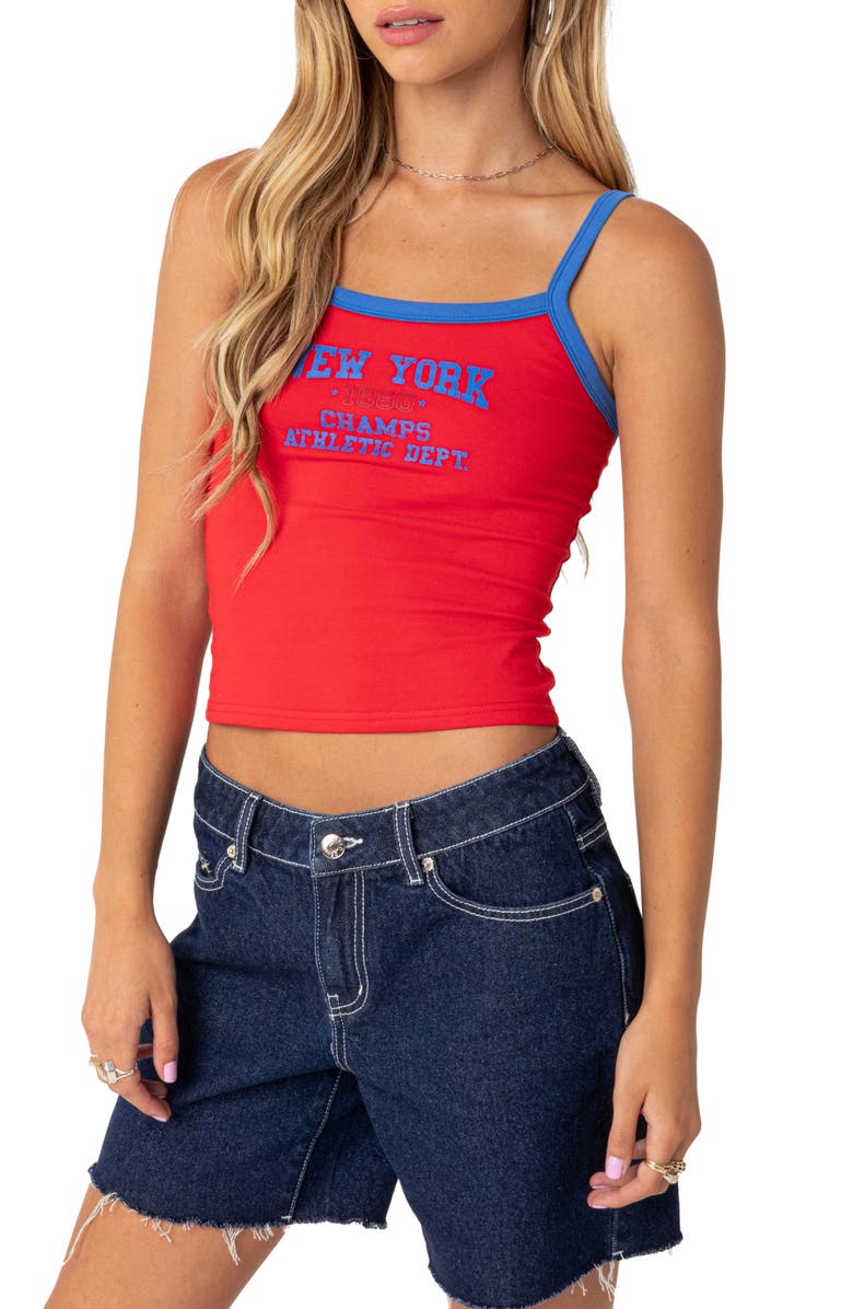 EDIKTED New York Crop Tank, Alternate, color, Red