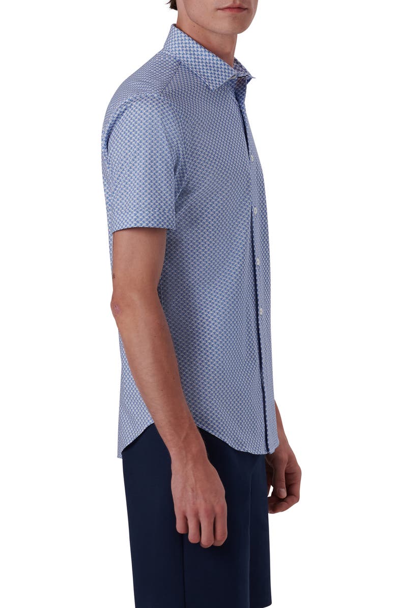 Bugatchi Miles OoohCotton<sup>®</sup> Short Sleeve Button-Up Shirt, Alternate, color, 