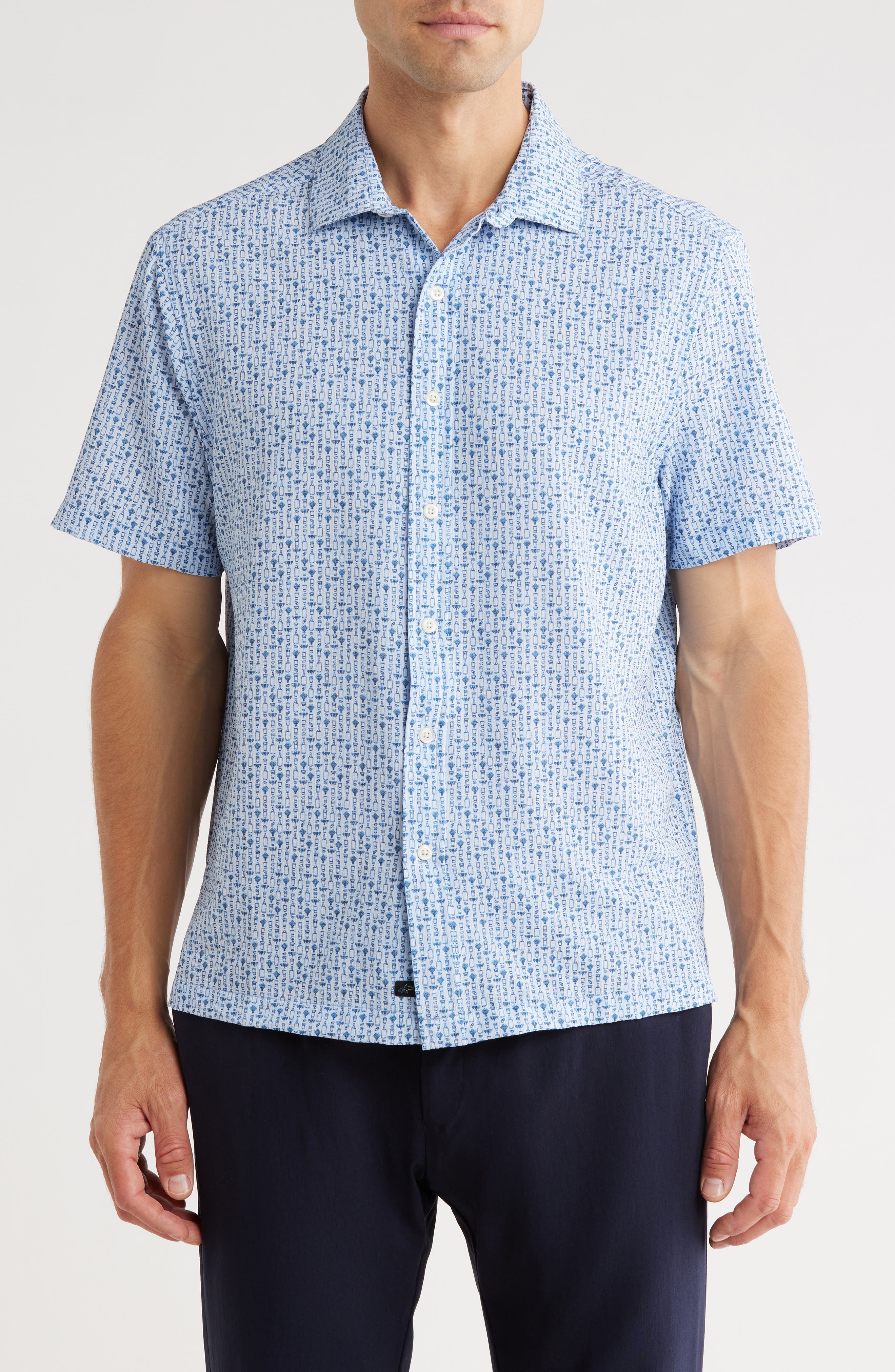 Greg Norman Stripe Print Seersucker Short Sleeve Shirt
