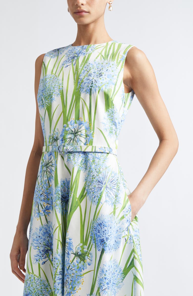 Oscar de la Renta Allium Cotton Poplin Dress, Alternate, color, Blue/ White