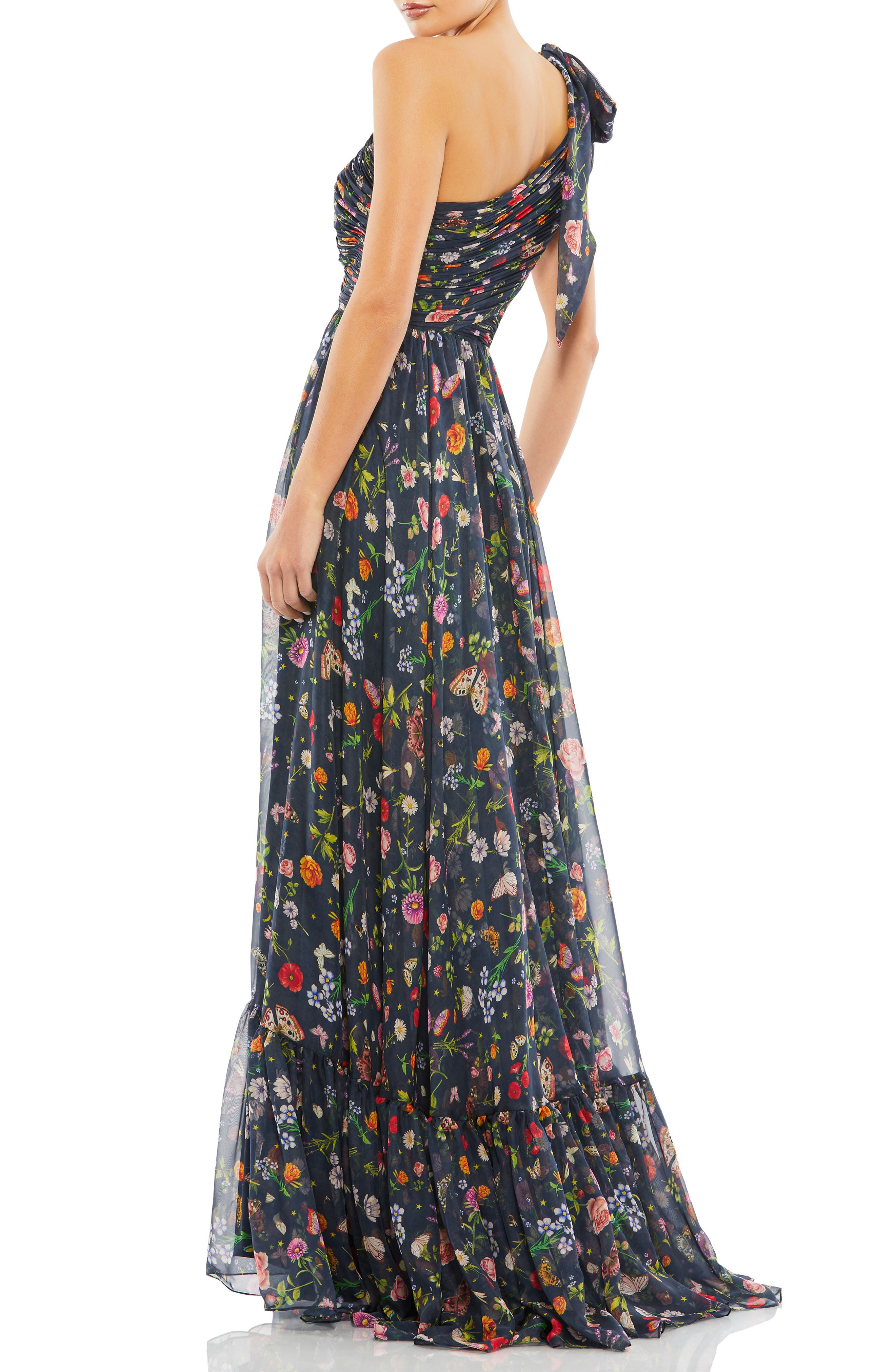 Mac Duggal Tied One Shoulder Cut-Out Flowy Gown — фото 2
