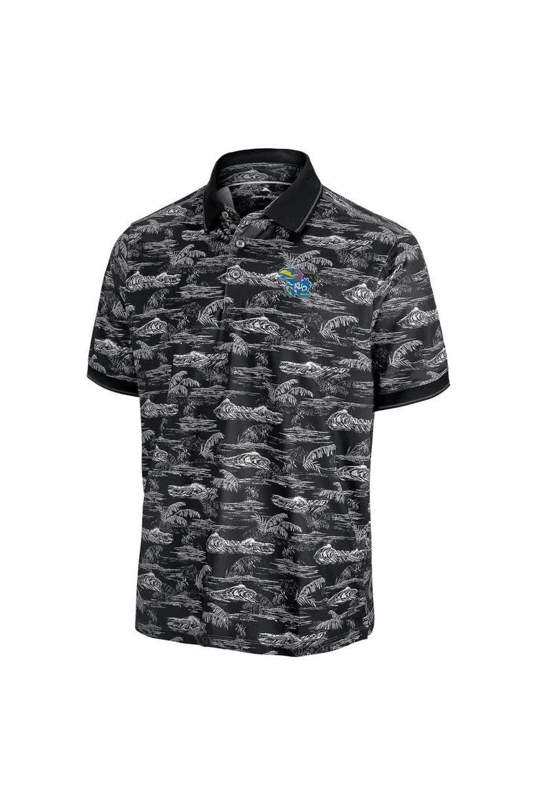 Men's Tommy Bahama Black Kansas Jayhawks Sport Bay View IslandZone Polo, Alternate, color, Black