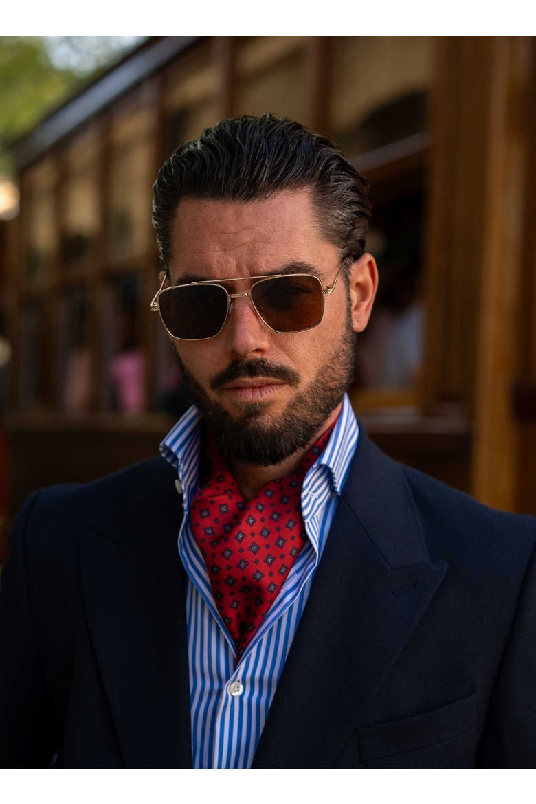 Corbara - Silk Ascot Cravat Tie for Men, Main, color, Dark Red