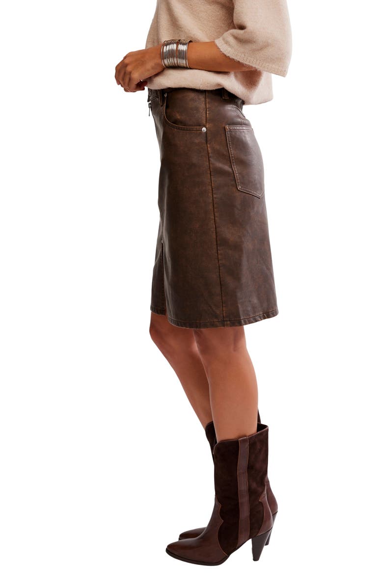 Free People Sycamore Faux Leather Skrt, Alternate, color, Rusty