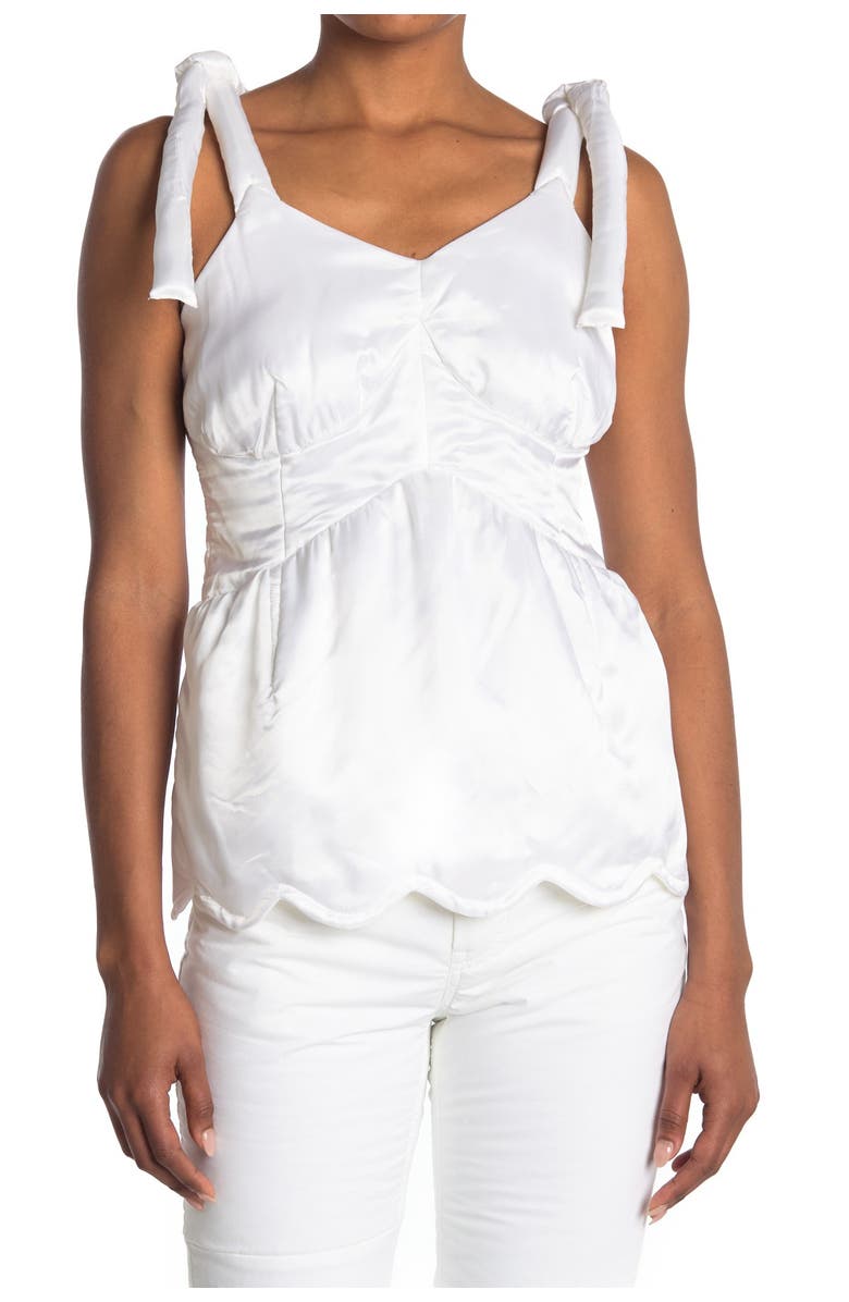 Maison Margiela Scallop Hem Tie Strap Blouse, Main, color, 