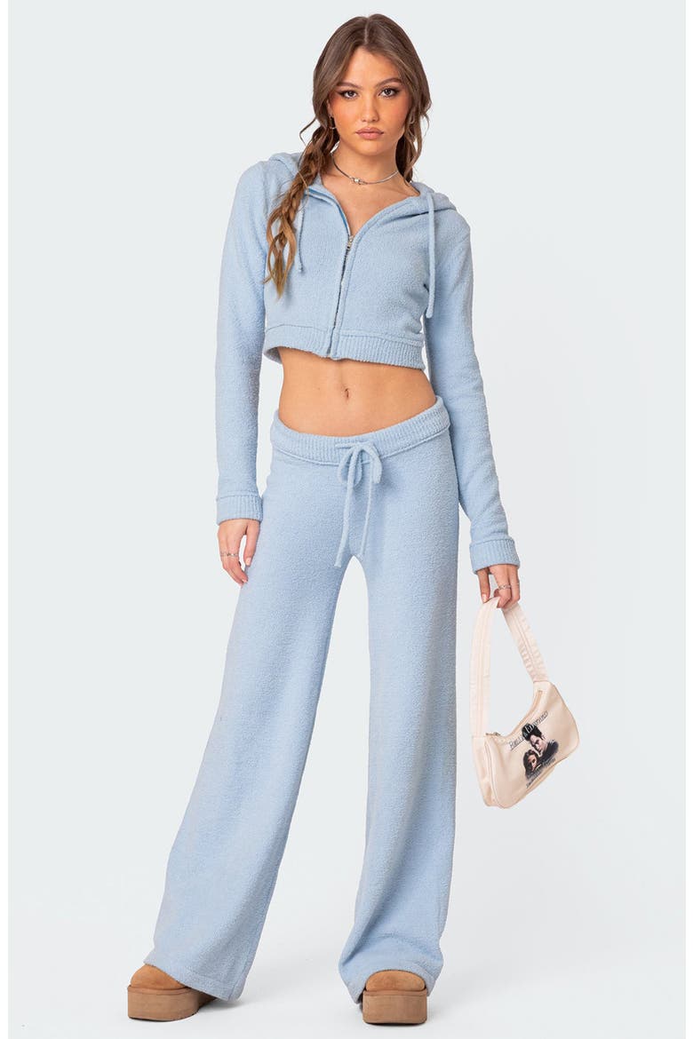 Plush Crop Hoodie, Alternate, color, BLUE