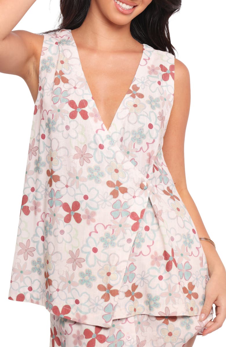 Petal & Pup Clemie Wrap Sleeveless Top, Main, color, Mirabelle Floral