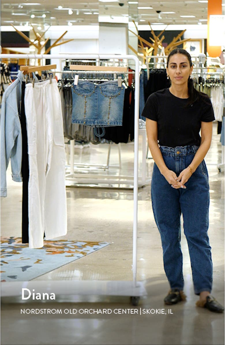 Studded Denim Lace-Up Corset Crop Top, sales video thumbnail