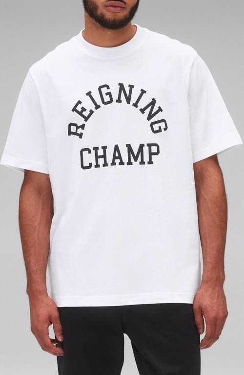 Reigning Champ Arch Logo Midweight Cotton Graphic T-Shirt in White 