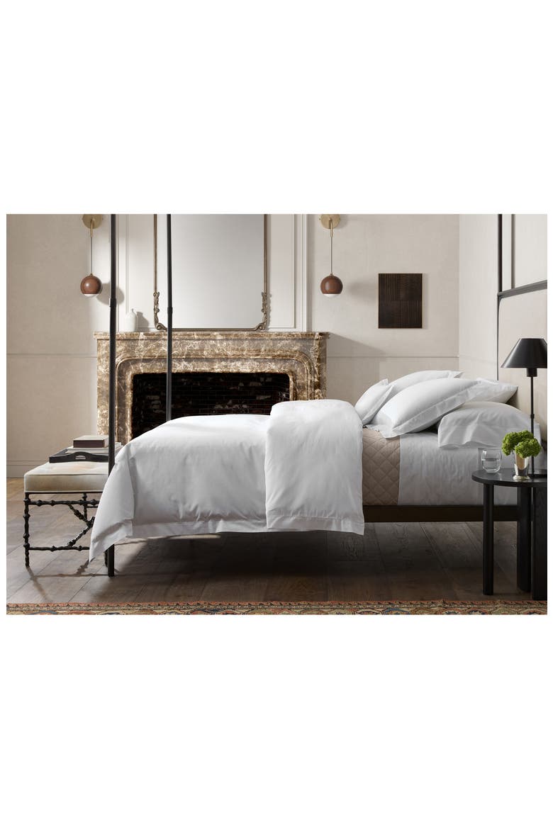 Bergamo Hemstitch Flat Sheet, Alternate, color, WHITE